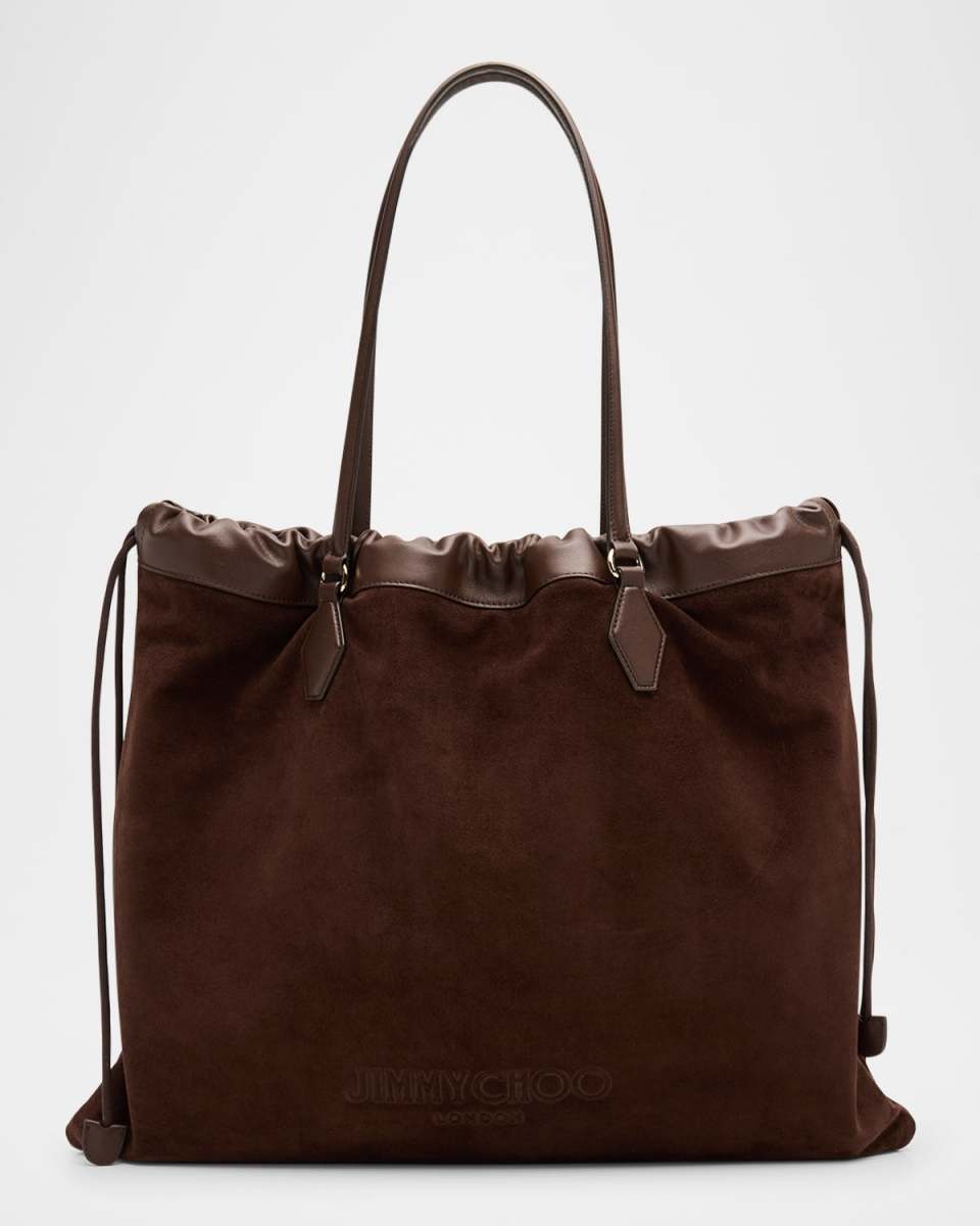 Large Suede Drawstring Tote Bag